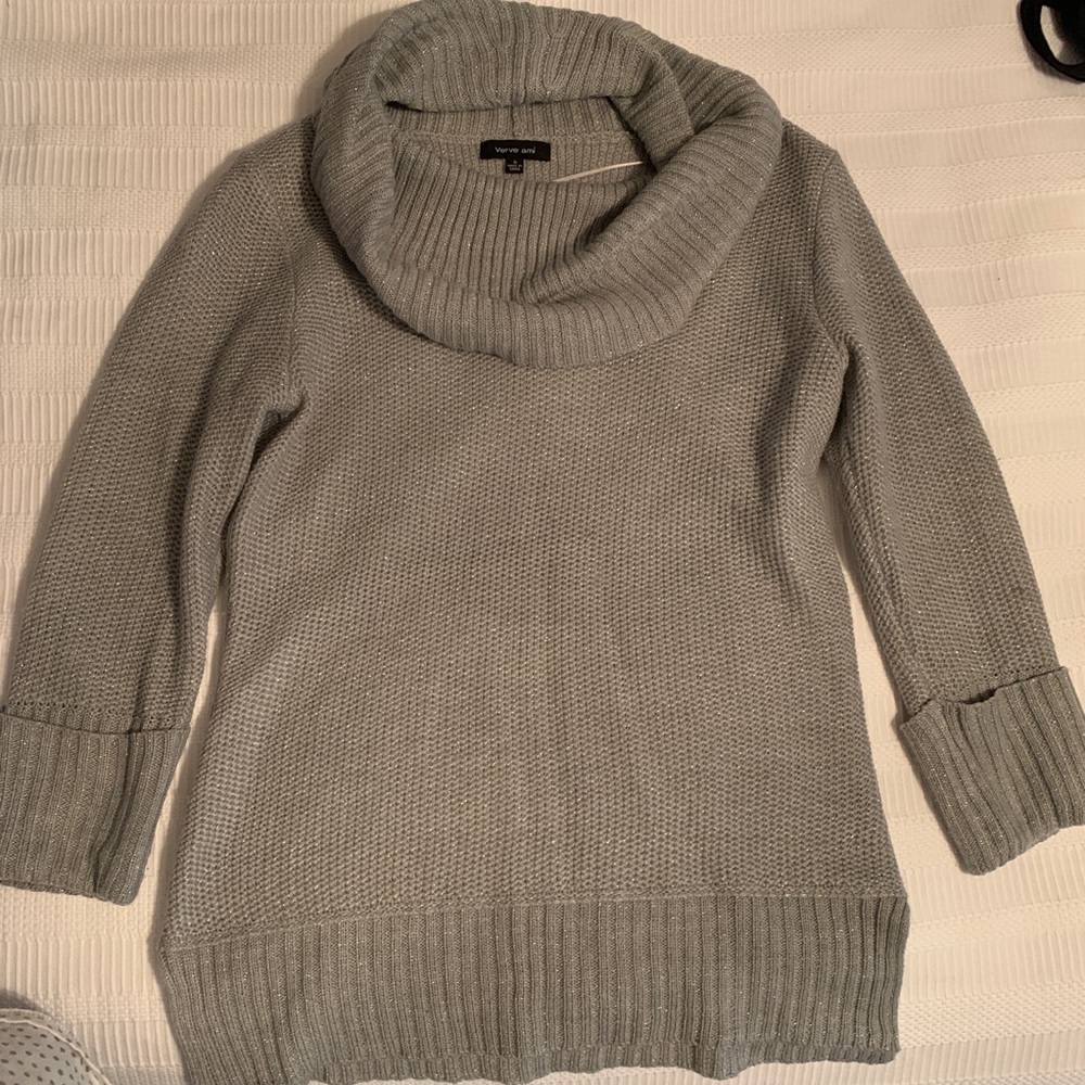 Gray/silver cowl neck sweater